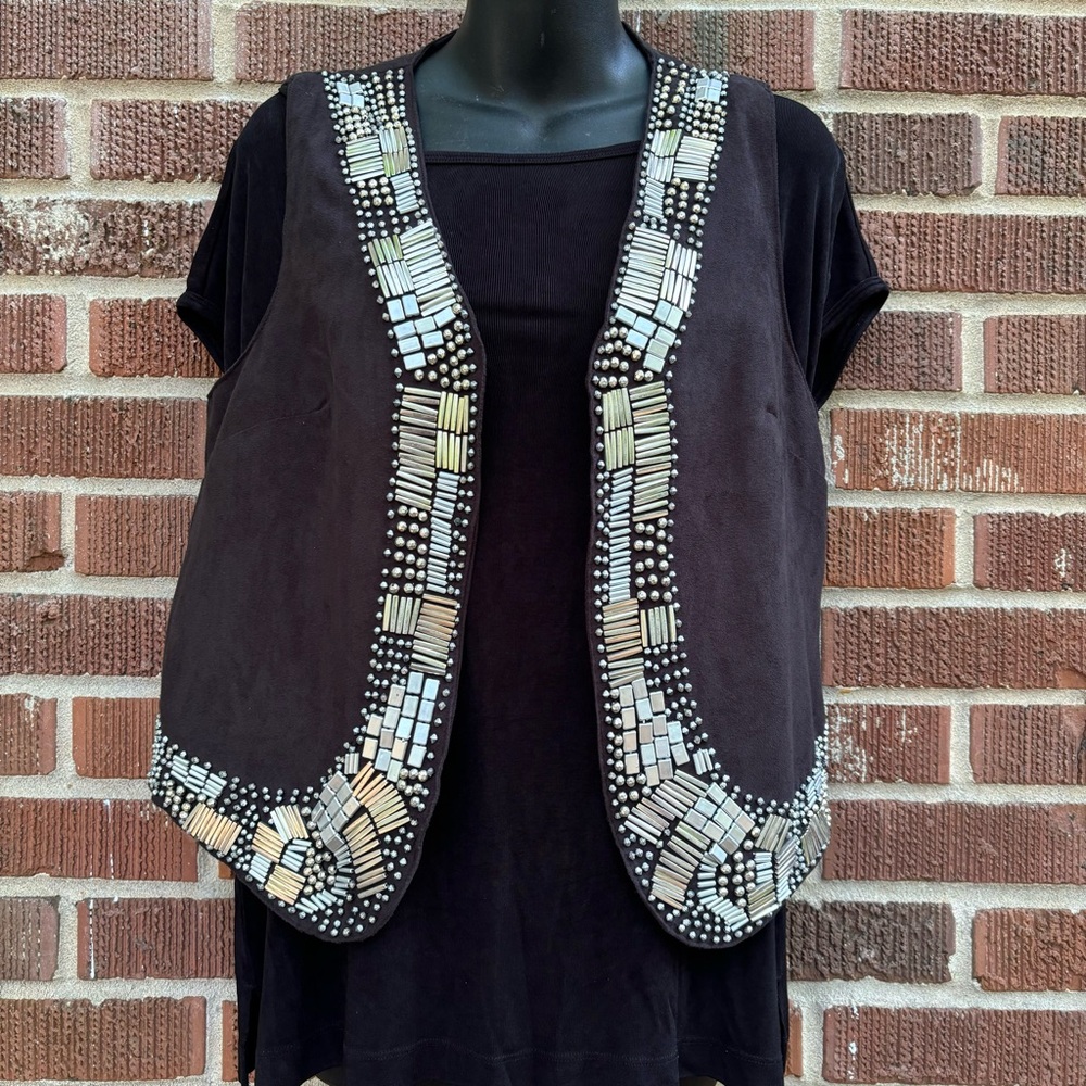 Kaktus Studded Fully lined black embellished metallic Vest Size M